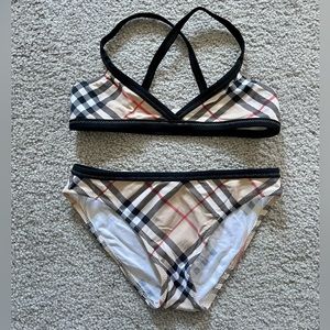 Burberry Girls 2 Piece Bathing Suit - Size 5Y